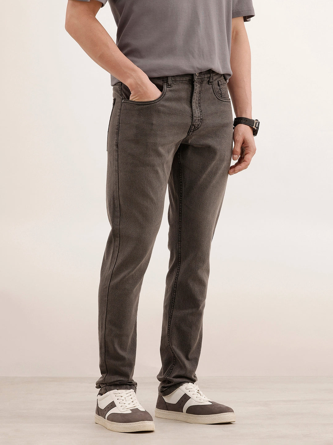 Slim Fit Faded Denim Jeans | Dark Grey