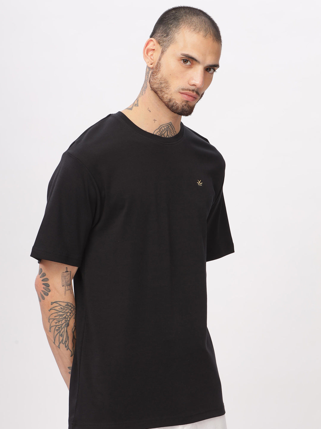 Bold Solid Black Crew Neck T-Shirt