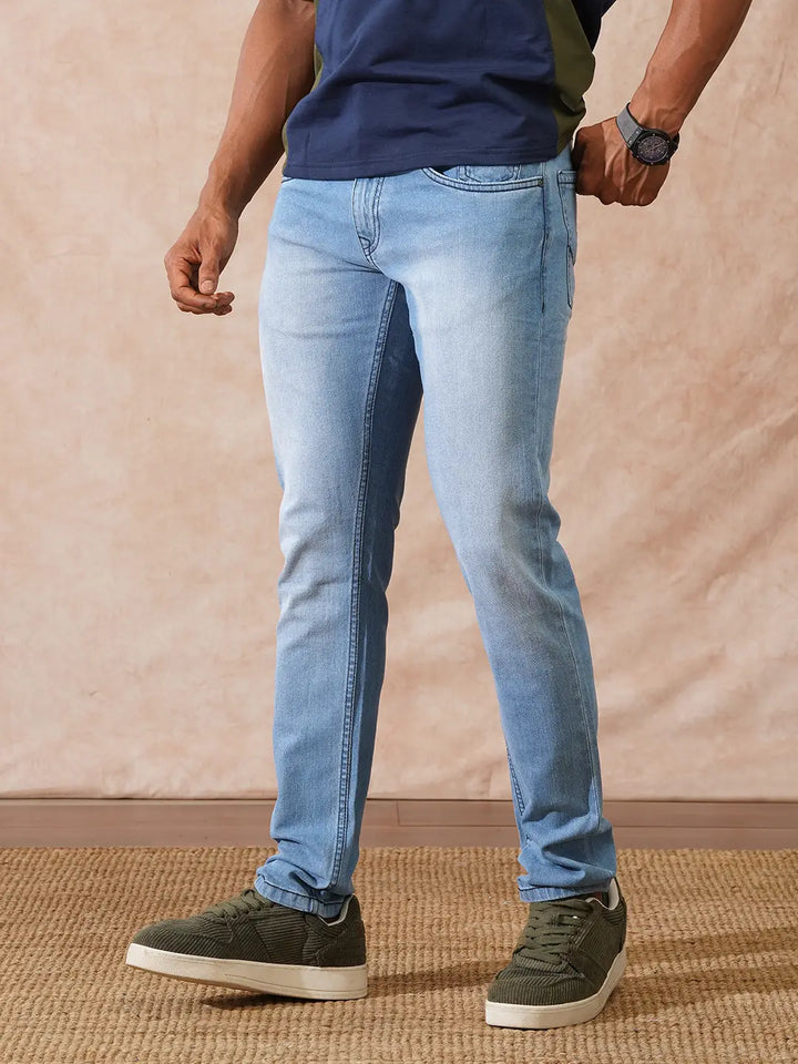 Heavy Fade Skinny Crop Jeans | Light Blue