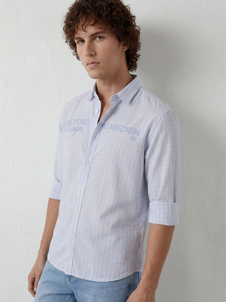 Comfort Fit Placement Printed Shirt | White