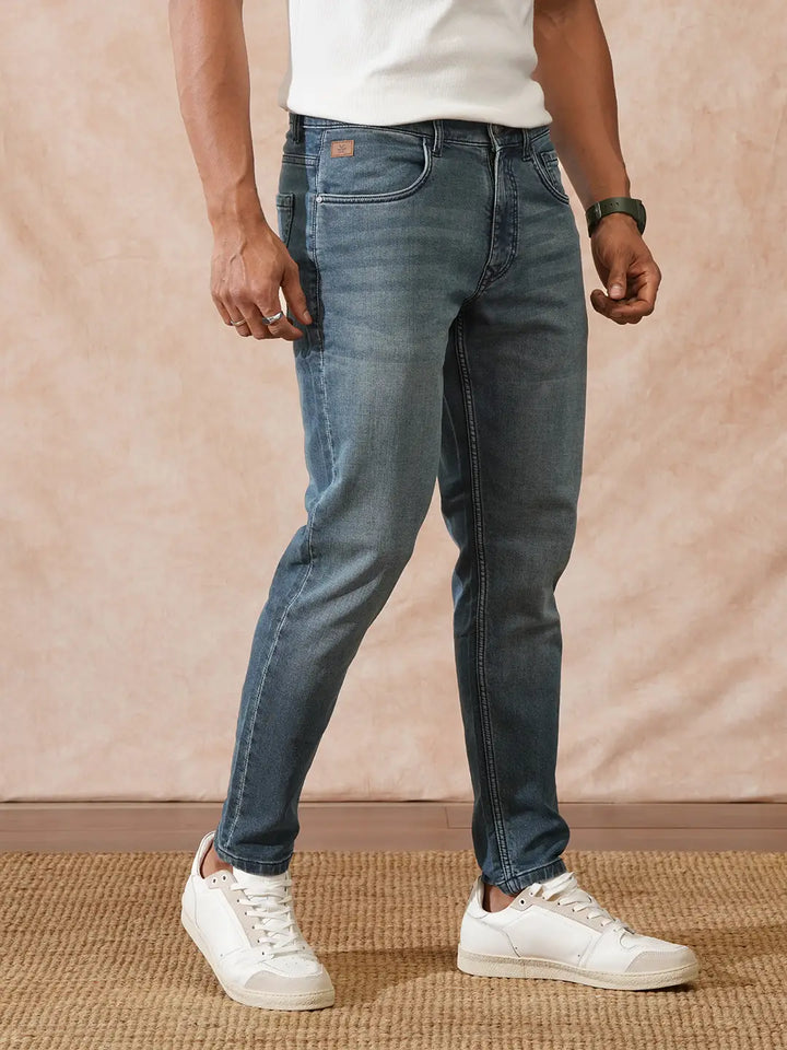 Heavy Fade Skinny Crop Jeans | Blue