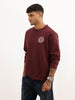 Comfort Fit Foil Printed Sweatshirt | Wine