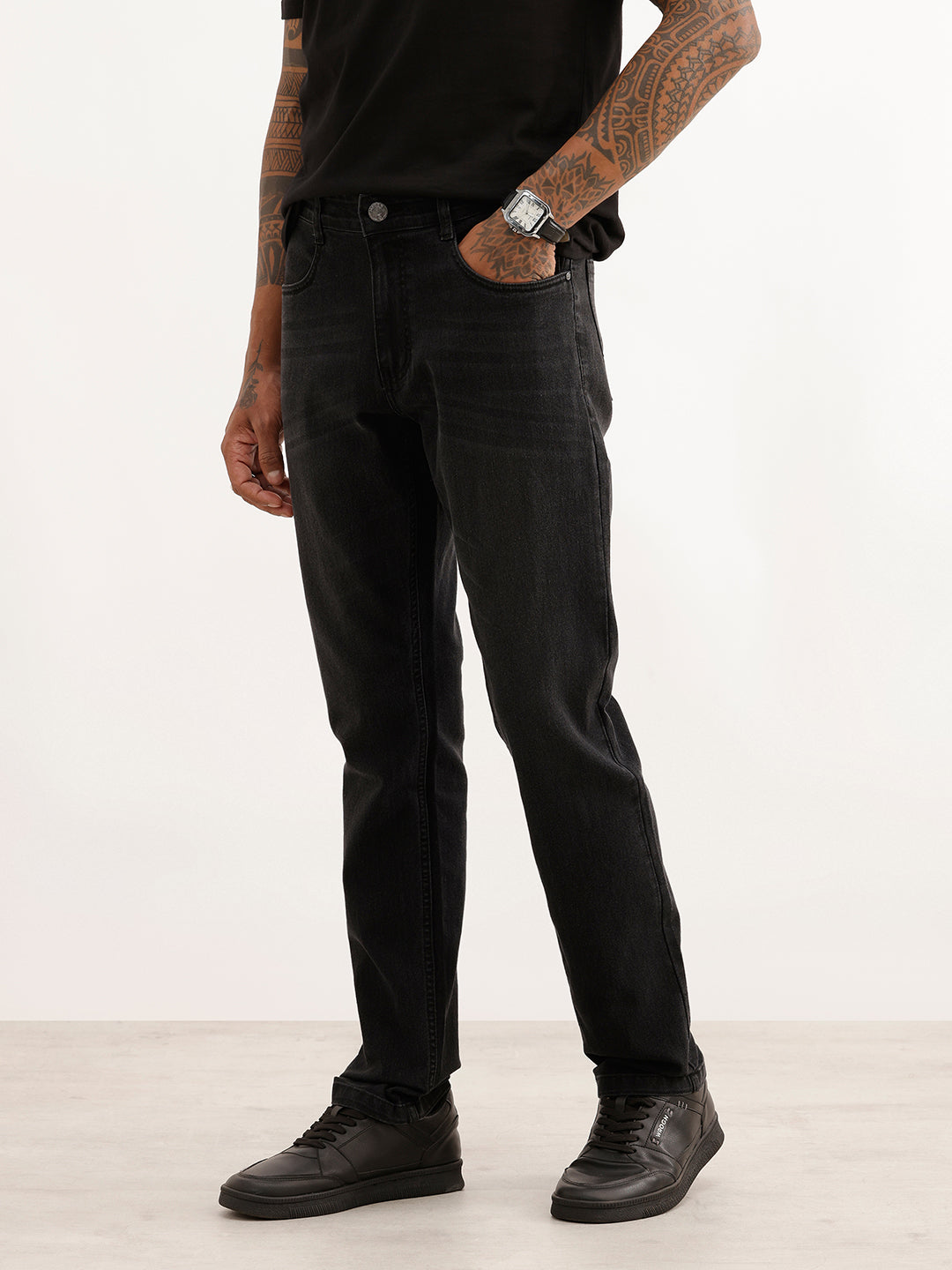 Faded Slim Fit Denim Jeans | Black