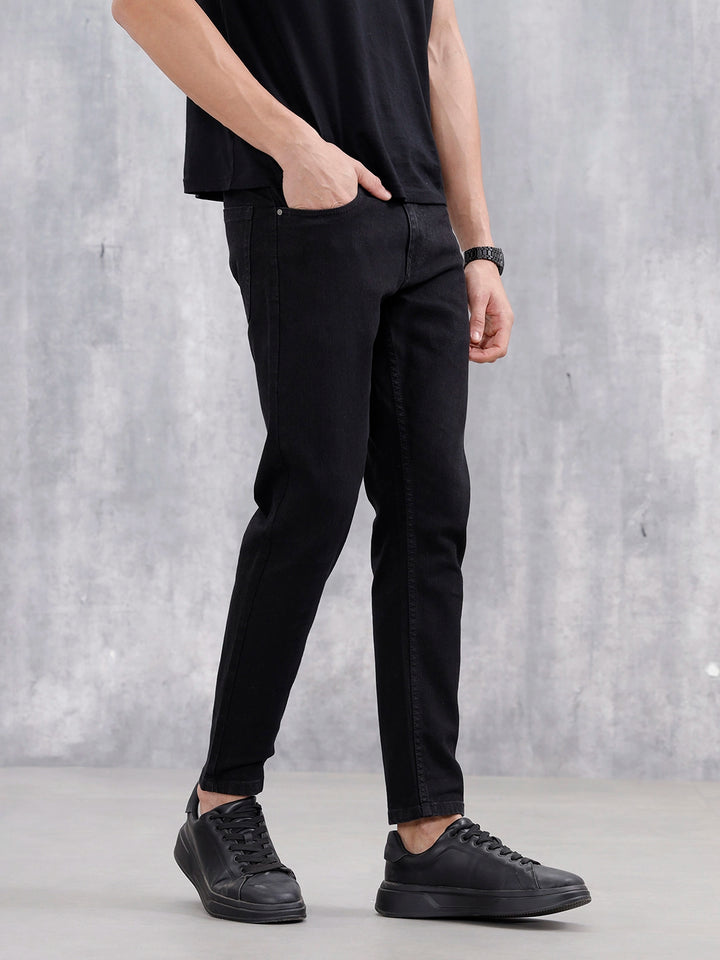 Men Casual Skinny Crop Jeans | Black