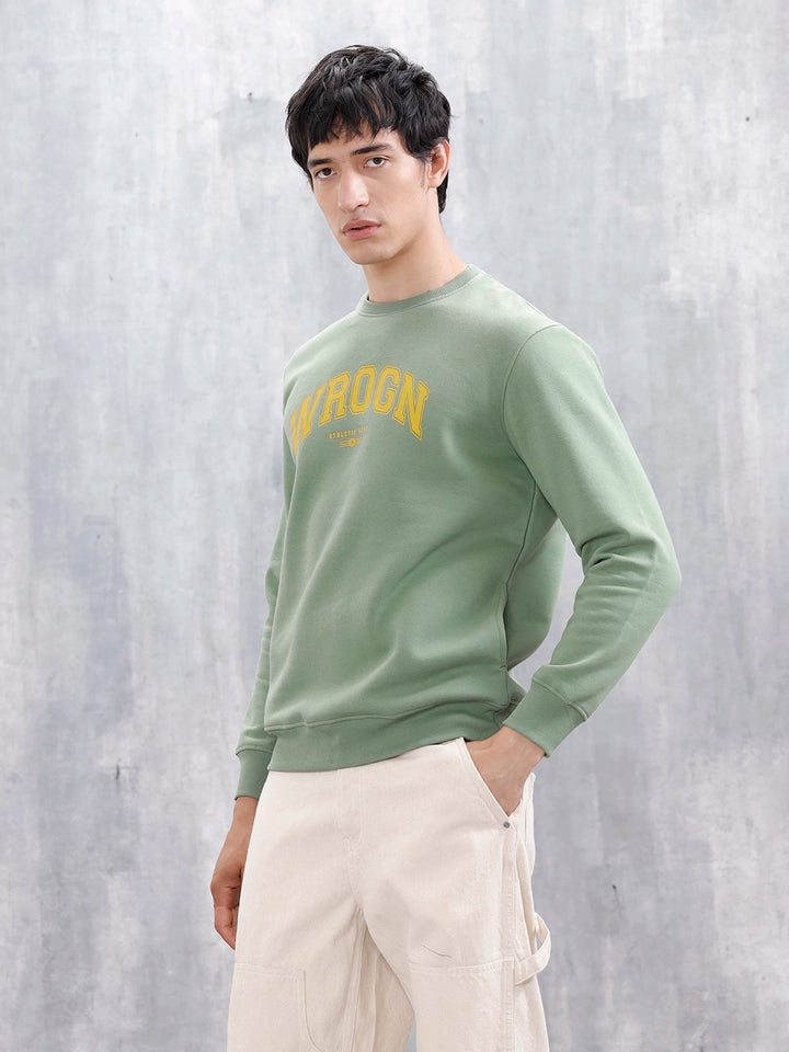Varsity Printed Men’s Sweatshirt In Comfort Fit | Green