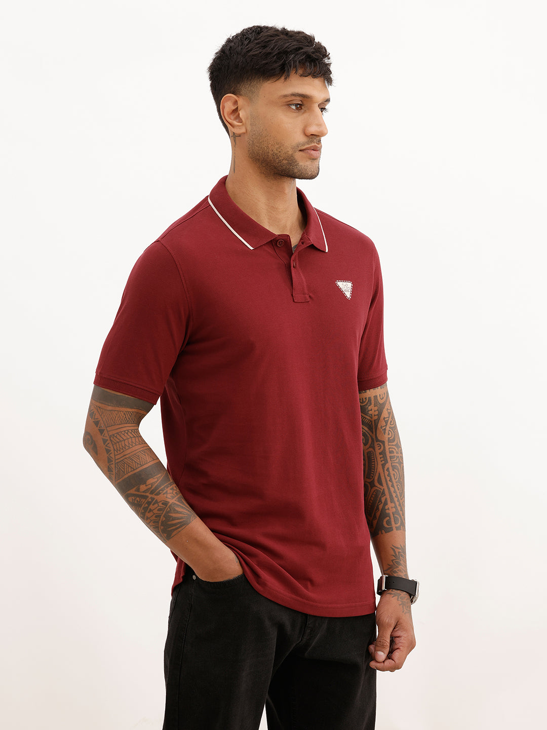 Slim Fit Tipping Collar Polo T-Shirt | Maroon