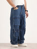 Baggy Fit Cargo Denim Jeans | Navy Blue