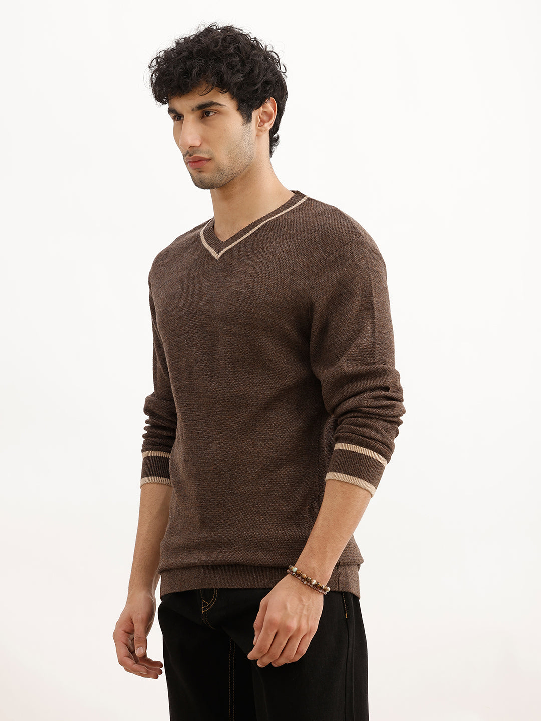 Classic Tipping Knitted Sweater | Brown