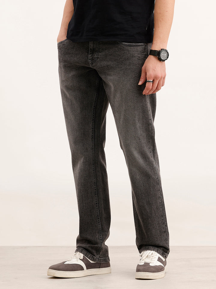 Straight Fit Faded Denim Fit  | Dark Grey