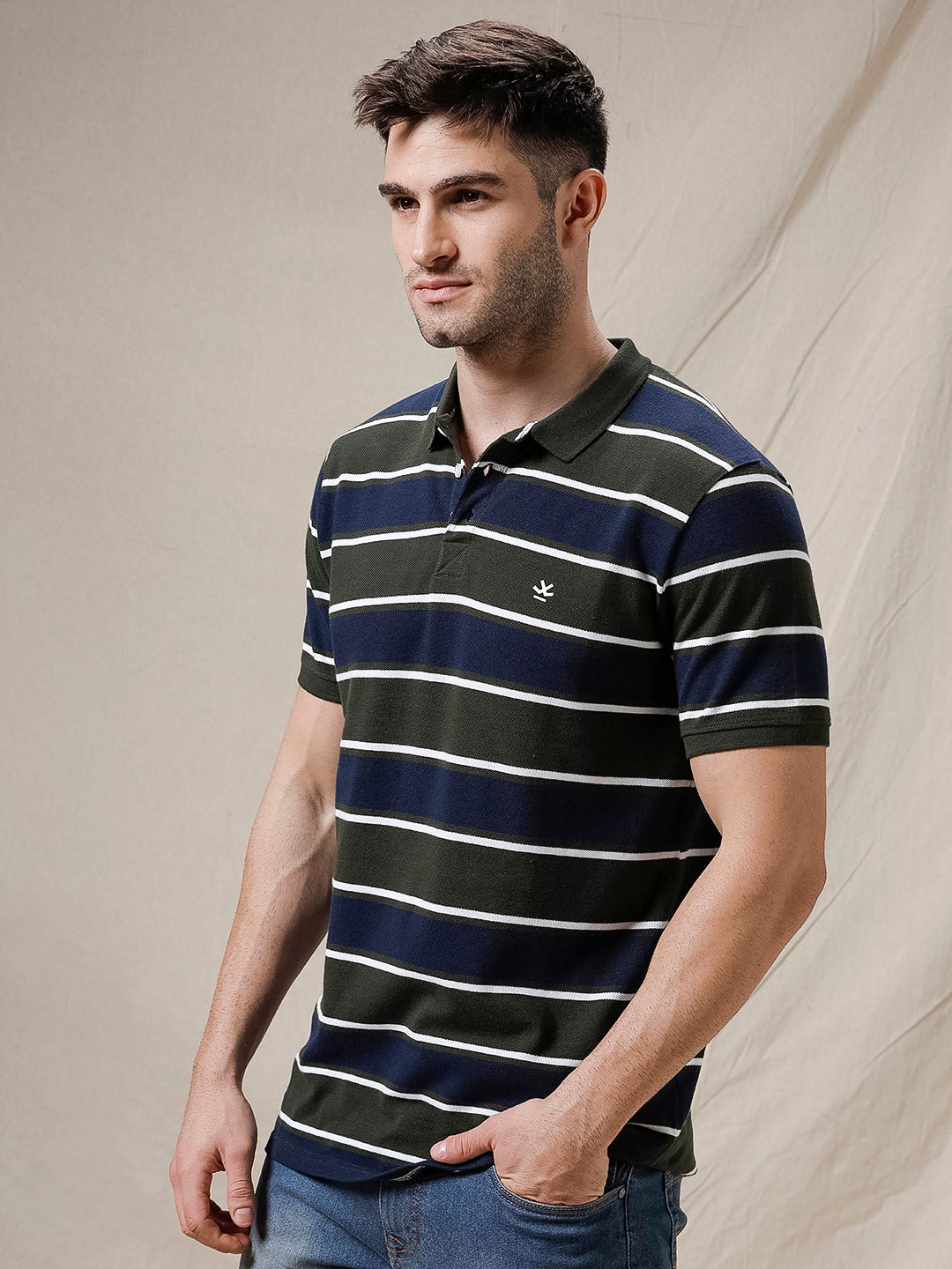 Striped Suave Polo Collar T-Shirt – Wrogn