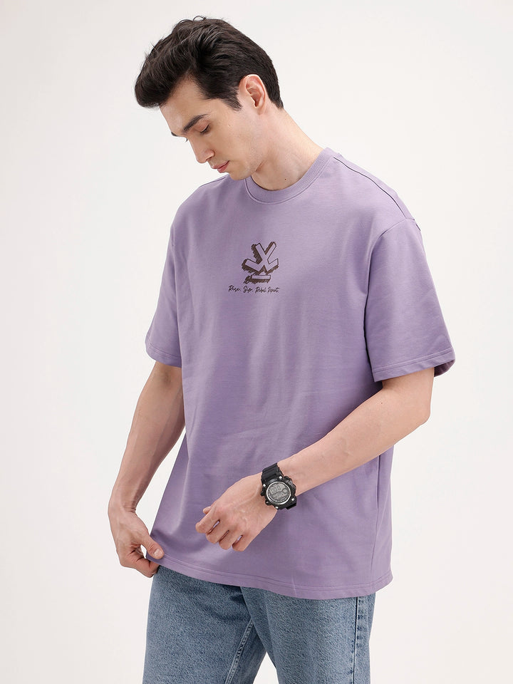 Oversized Back Printed T-Shirt | Purple