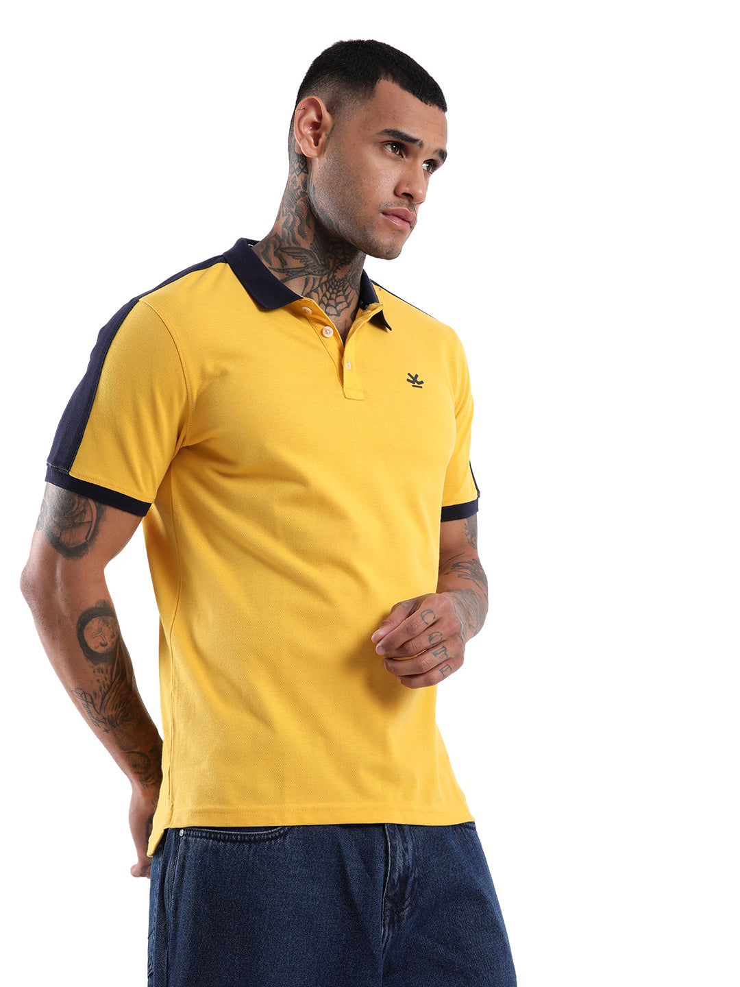 Classic Yellow Shoulder Stripe Polo T-Shirt