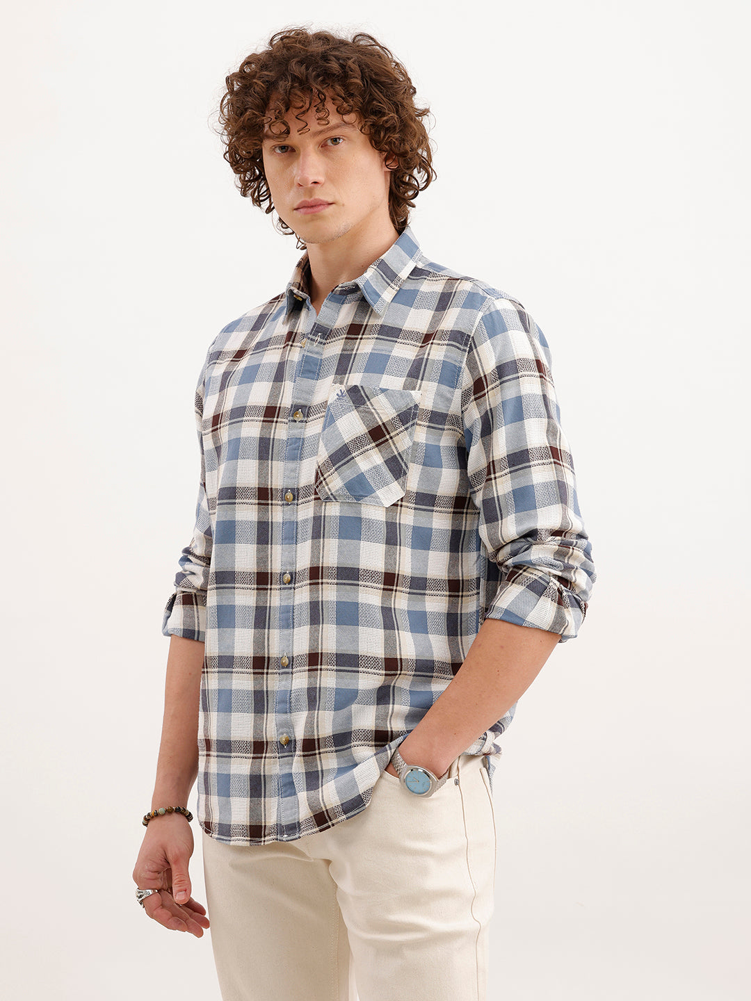 Slim Fit Textured Shirt  | Blue