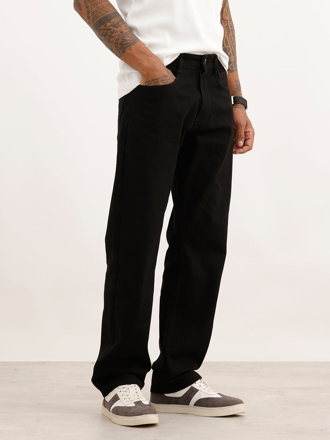 Solid Anti Fit Denim Jeans | Black