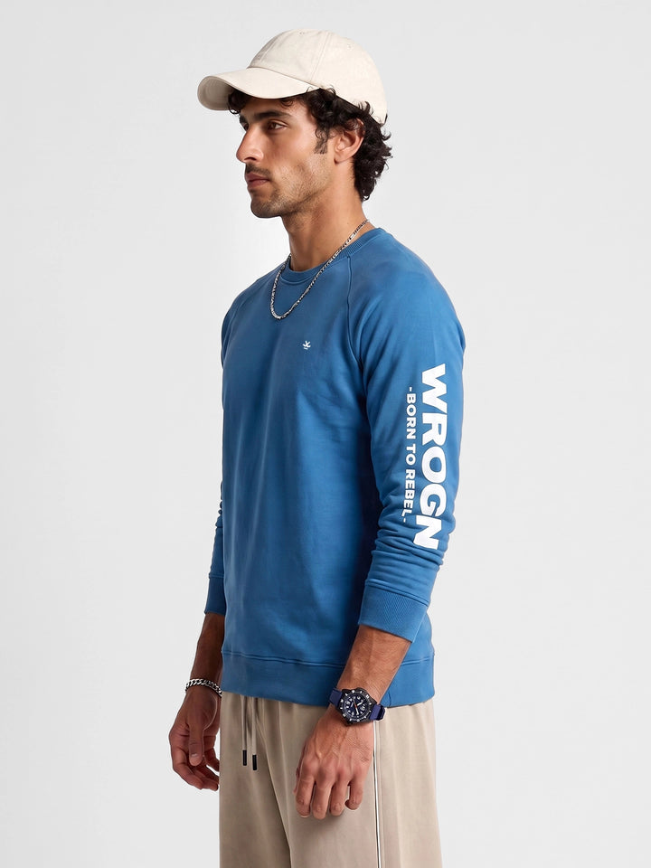 Classic Placement Printed Sweatshirt | Blue