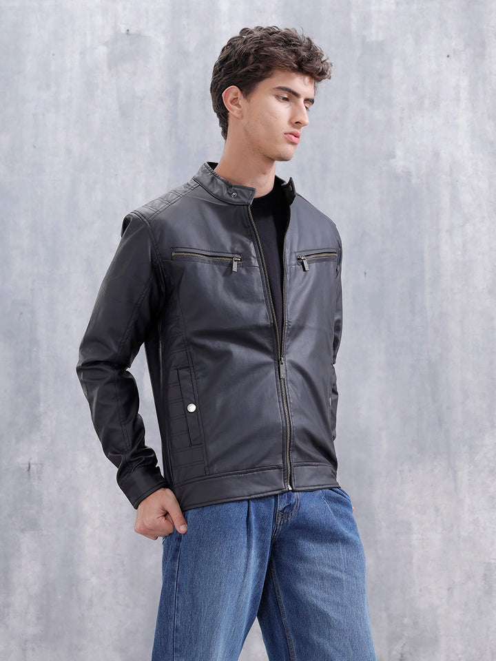 Men's Casual Biker Jacket | Black