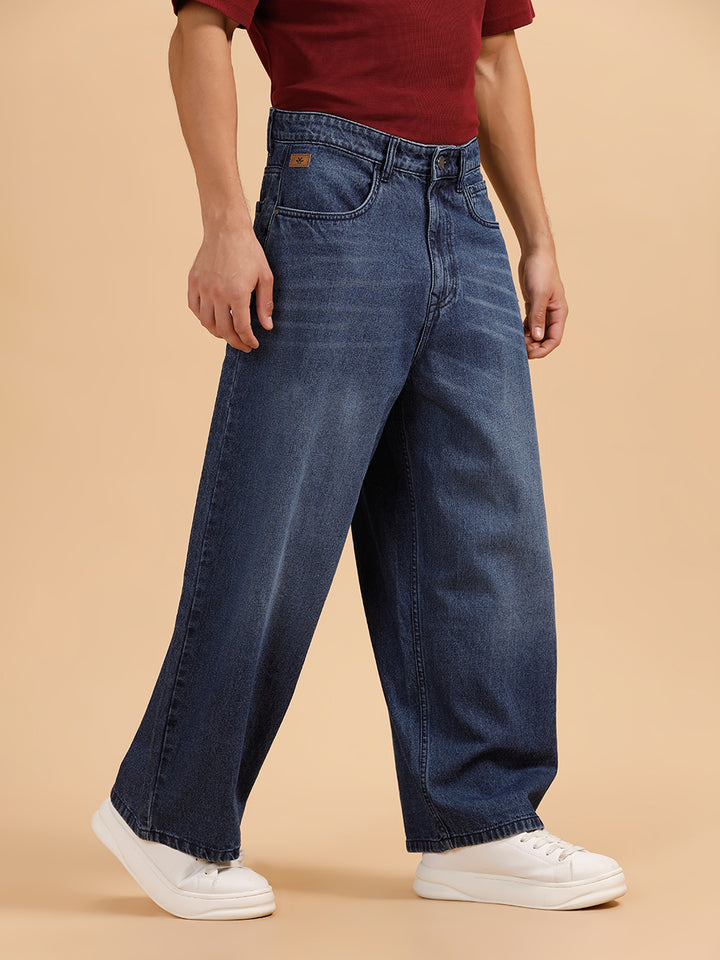 Heavy Fade Baggy Fit Jeans | Dark Blue