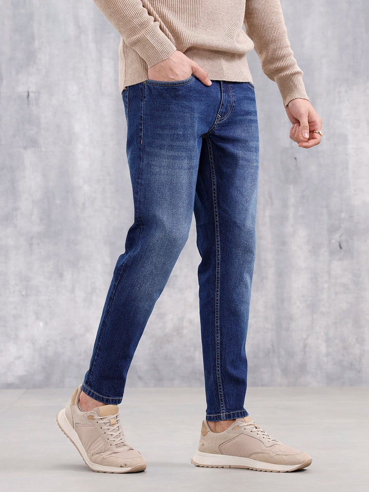 Men Casual Skinny Crop Jeans | Dark Stone