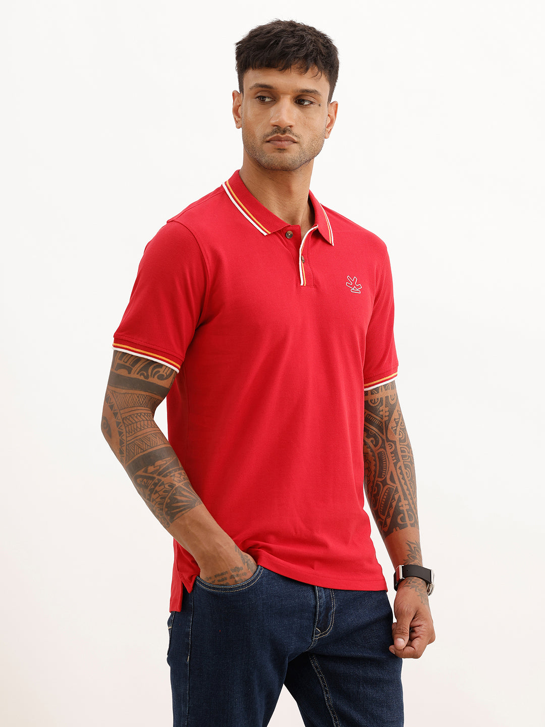 Classic Tipping Collar Polo T-Shirt | Red | WWTS245F