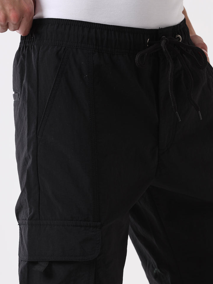 Black Nylon Cargo Jogger