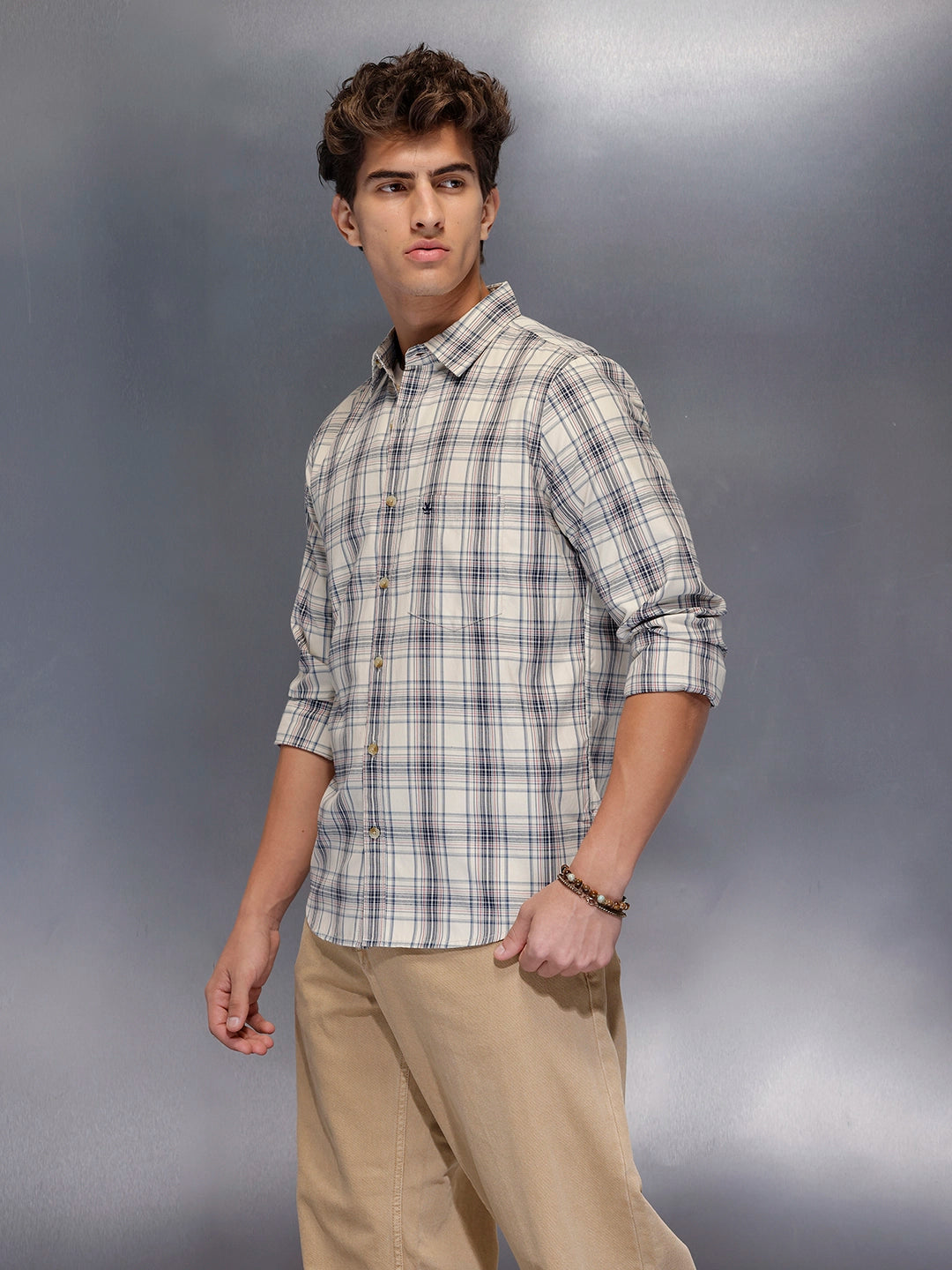 Men’s Neutral Plaid Everyday Shirt | Off White