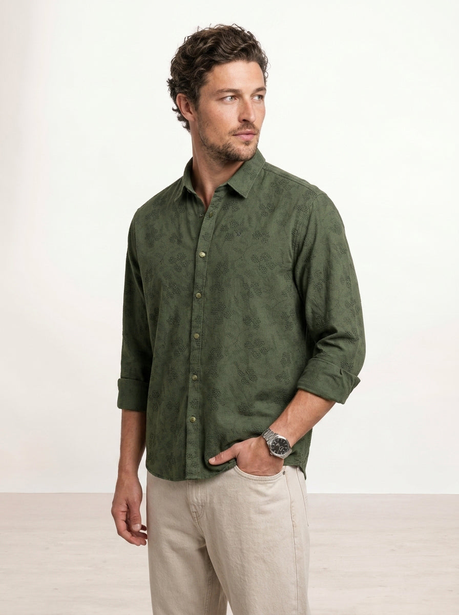 Comfort Fit AOP Full Sleeve Shirt | Olive