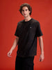 Washed Oversized Fit Tee With Logo Embroidery Patch | Black