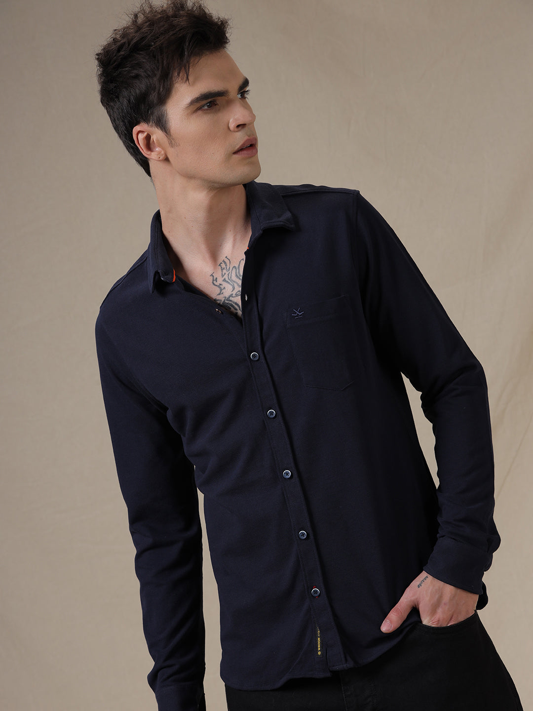 Knit Long Sleeve Navy Shirt