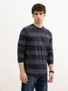 Slim Fit Striped Full Sleeve T-Shirt | Navy Blue | WKTS0446/NS