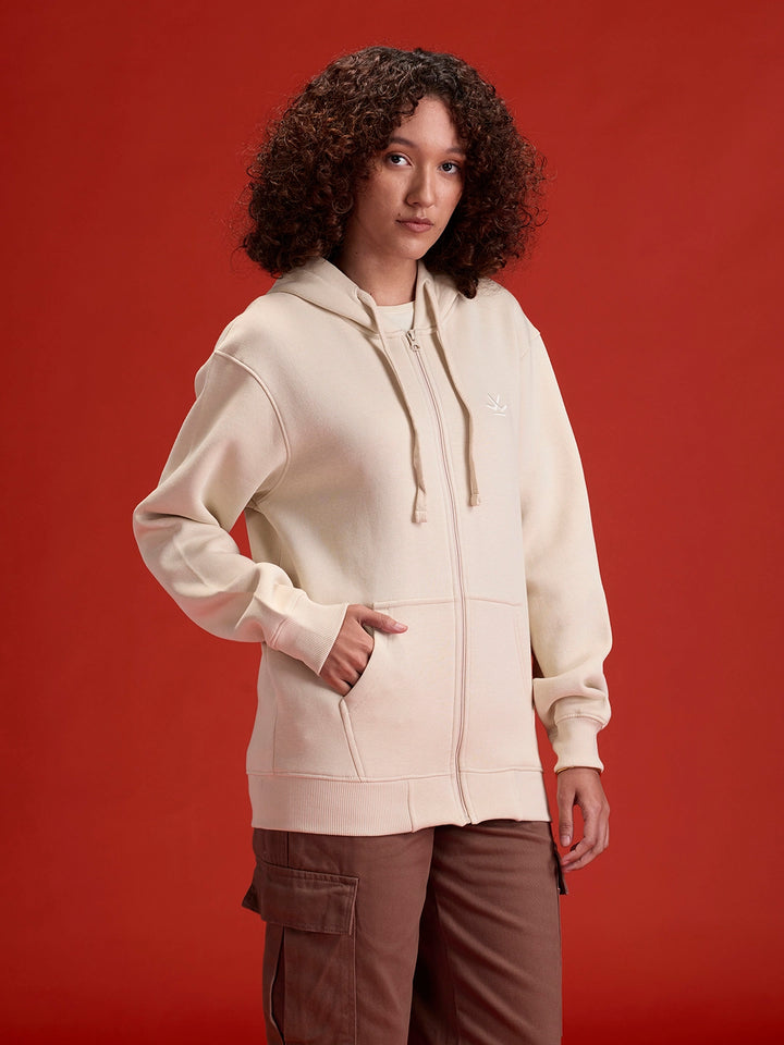 Men’s Solid Zip-Up Hoodie Sweatshirt | Tapioca