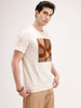 Slim Fit Flock Printed T-Shirt | Beige