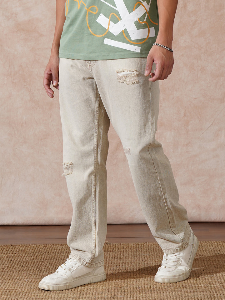 Heavy Fade Anti Fit Jeans | Ecru