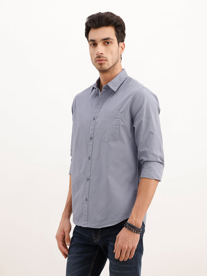 Solid Regular Fit Full Sleeve Shirt | Grey