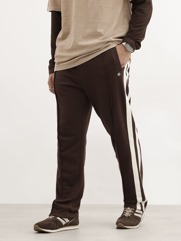 Relaxed Fit Single Double Strip Jogger | Brown