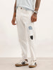 Classic Distressed Patch Detail Denim Jeans | White