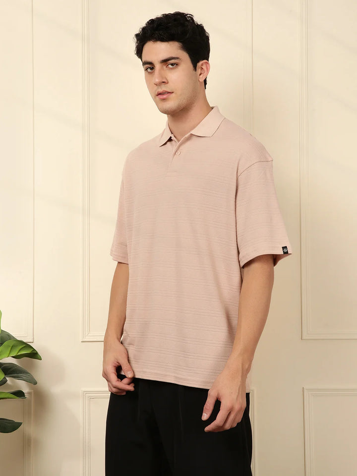 Bold Textured Oversized Polo T-Shirt