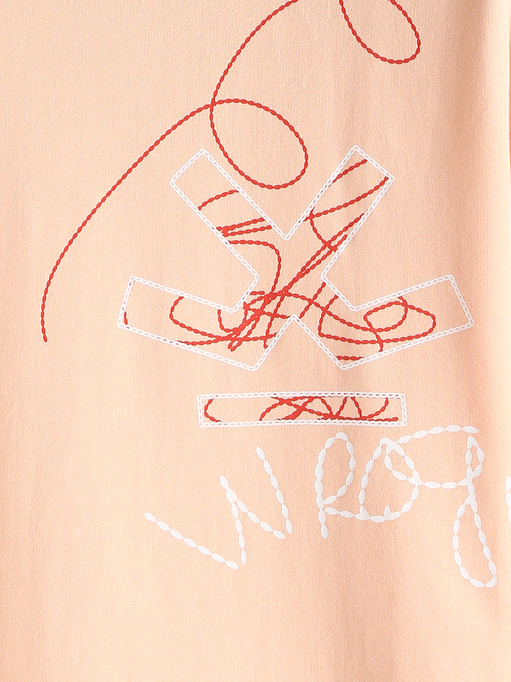 Placement Printed Oversized T-Shirt | Peach