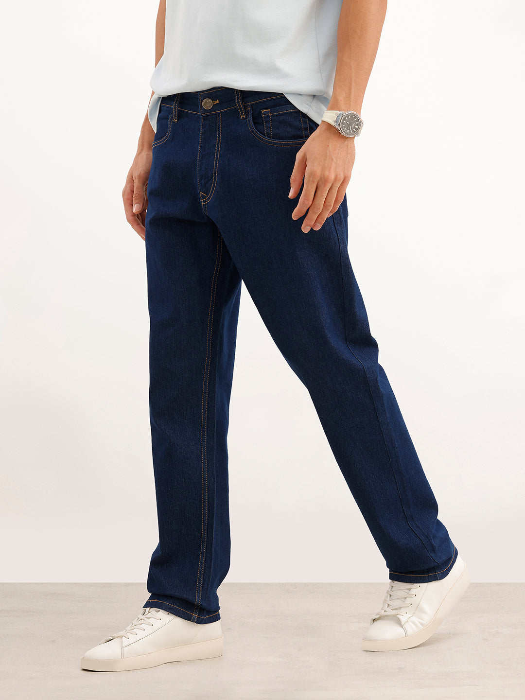 Solid Regular Fit Denim Jeans | Dark Blue | WRJN805M