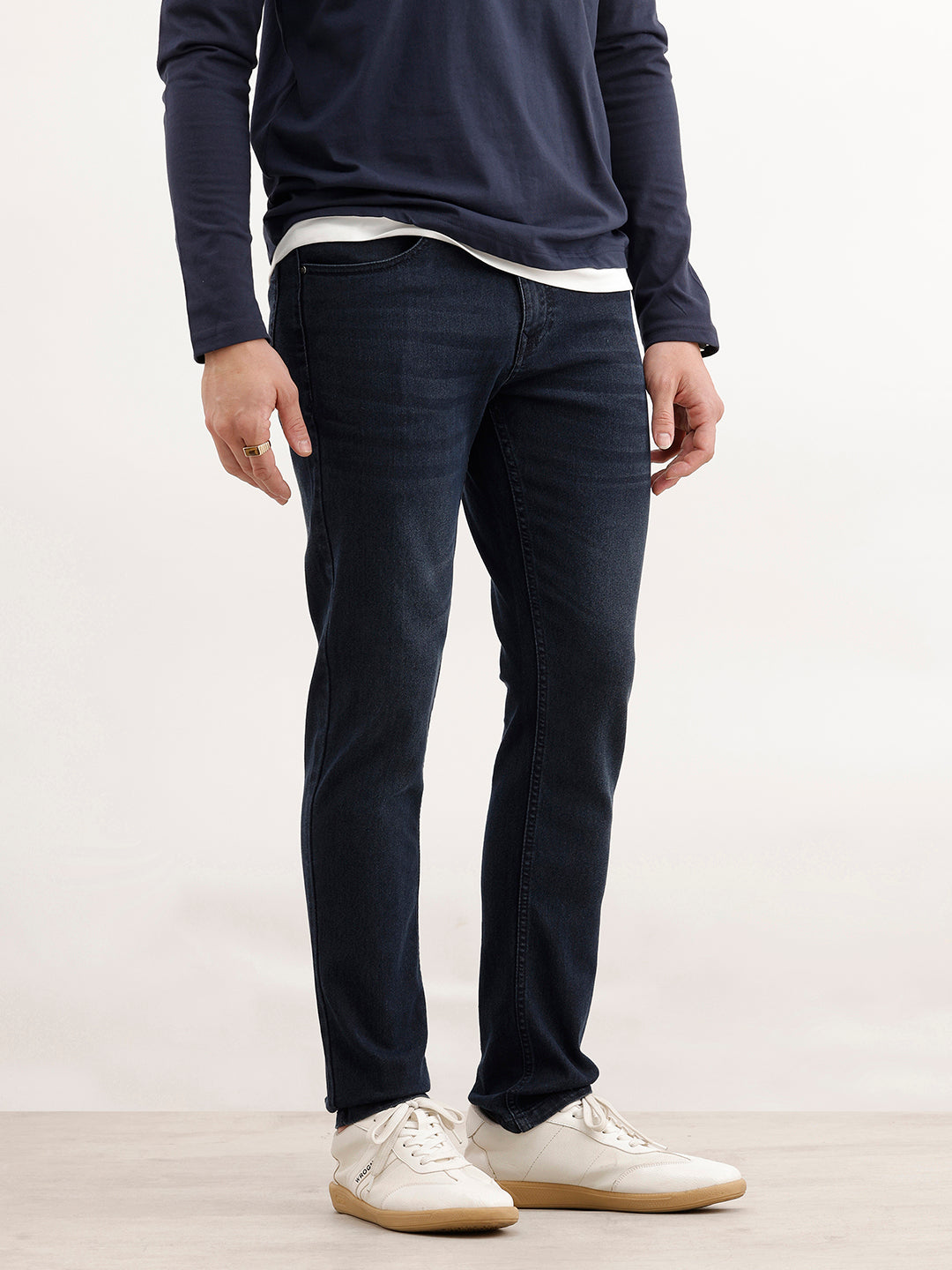 Solid Slim Fit Denim Jeans  | Dark Blue
