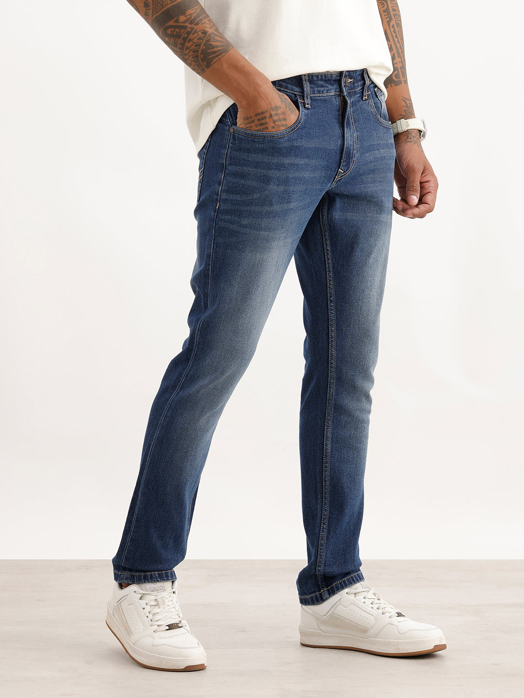 Washed Slim Fit Denim Jeans | Light Blue