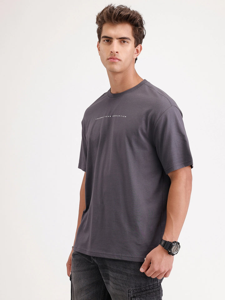 Oversized Fit Back Printed T-Shirt | Dark Grey