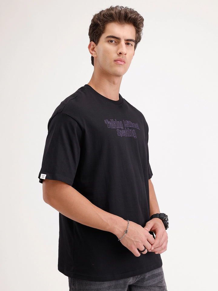 Oversized Puffer Printed T-Shirt | Black