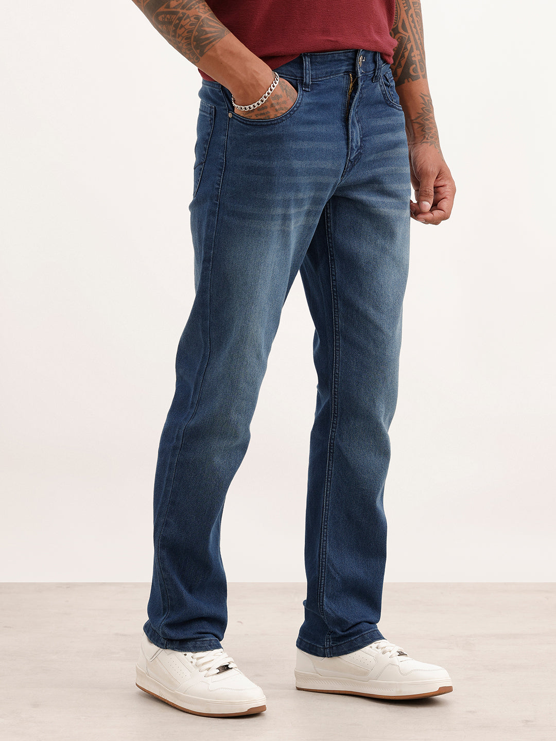 Men's Casual Straight Fit Jeans | Dark Stone