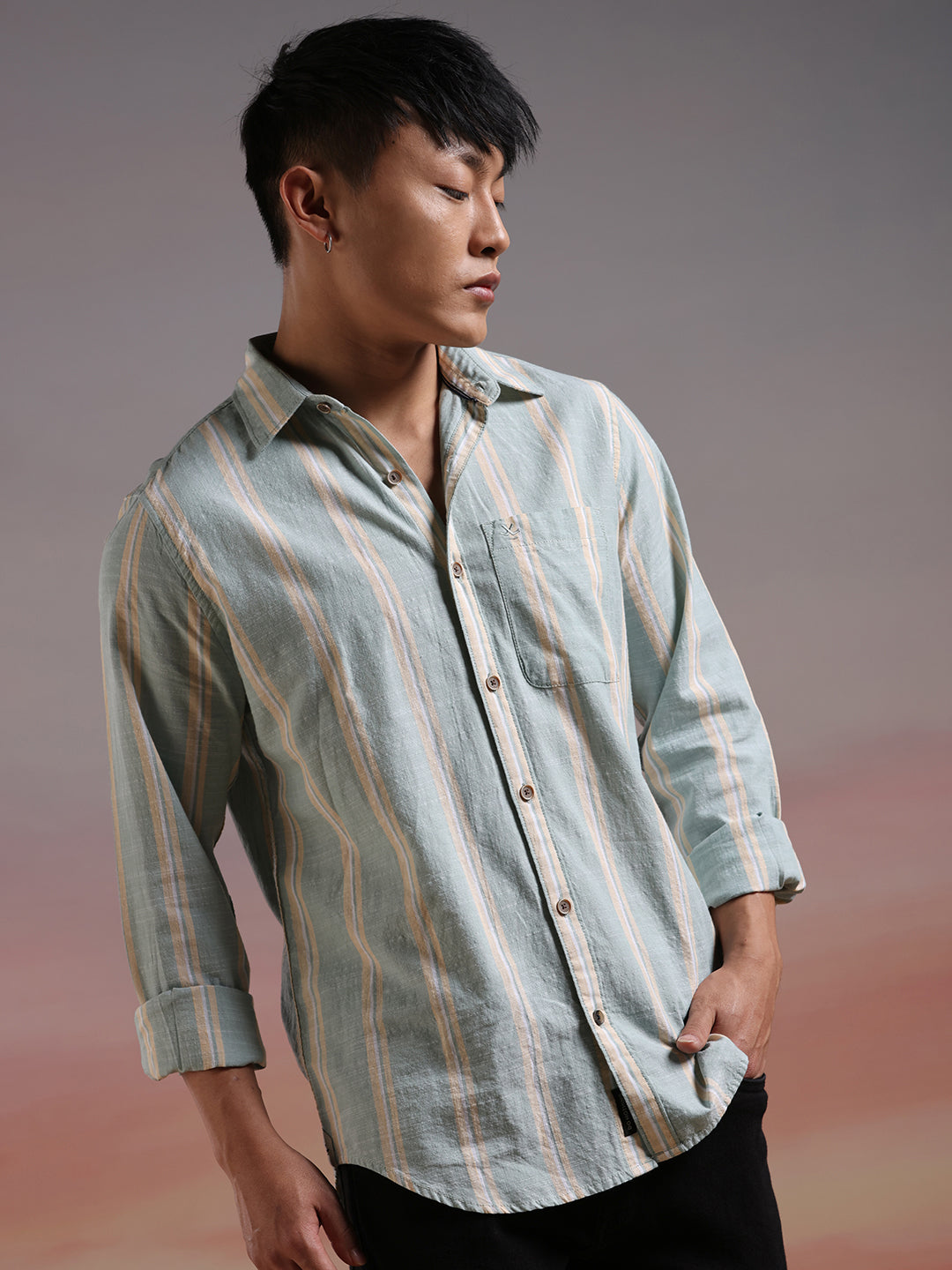 Linear Stripes Retro Casual Shirt