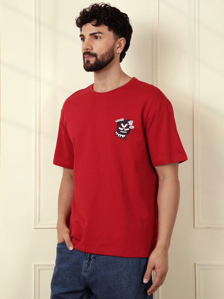 Heavy GSM Printed Oversized T-Shirt | Red