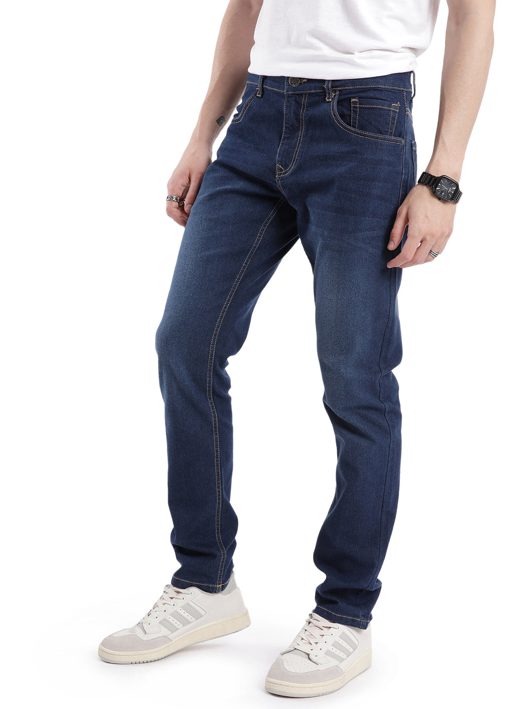 Durable Slim Fit Dark Blue Jeans