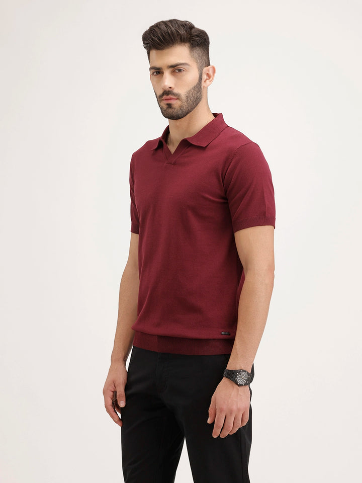 Solid Slim Fit Polo T-Shirt | Maroon
