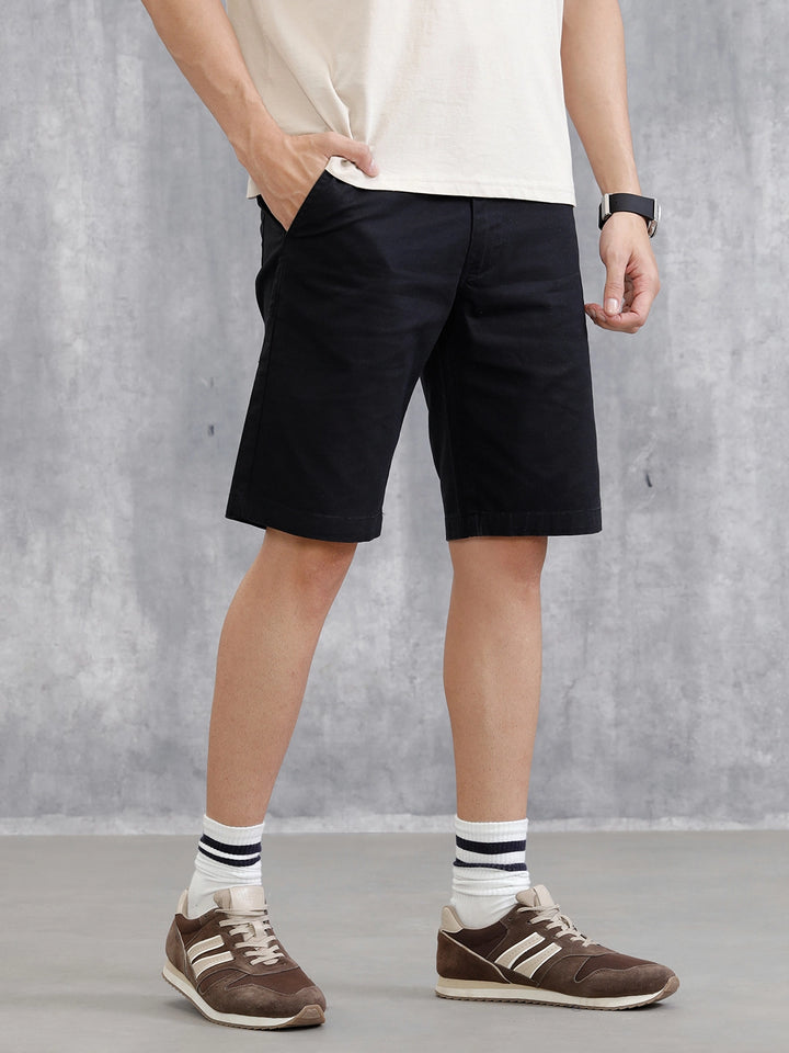 Solid Regular Fit Shorts | Black