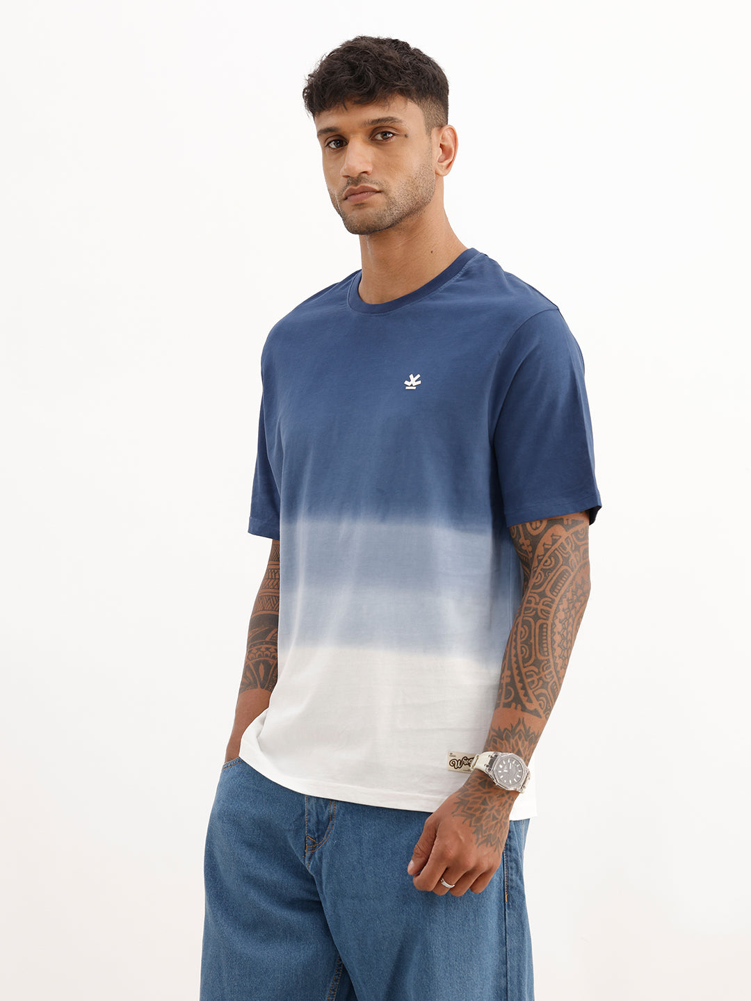 Comfort Fit Placement Printed T-Shirt | Blue