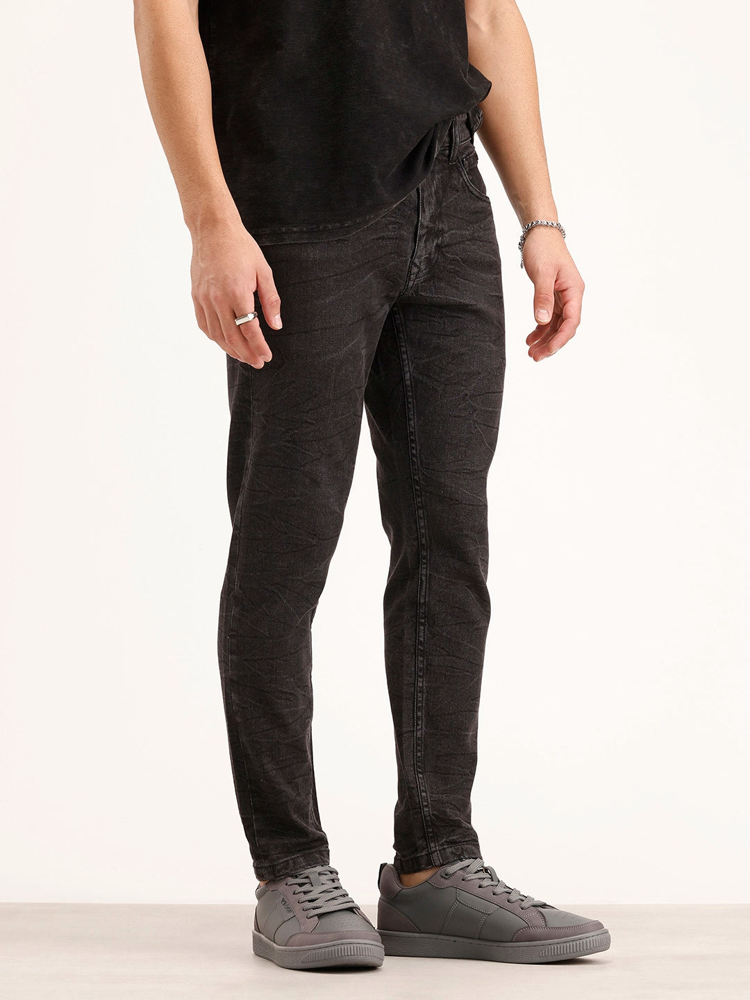 Washed Skinny Crop Denim Jeans | Grey